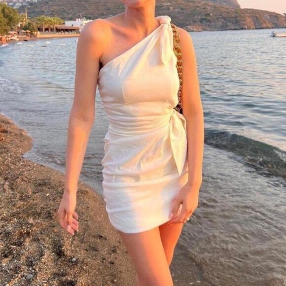 NWT ZARA ASYMMETRICAL DRESS WITH TIES - Picture 4 of 13